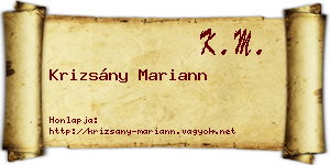 Krizsány Mariann névjegykártya