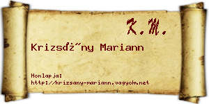 Krizsány Mariann névjegykártya