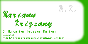 mariann krizsany business card